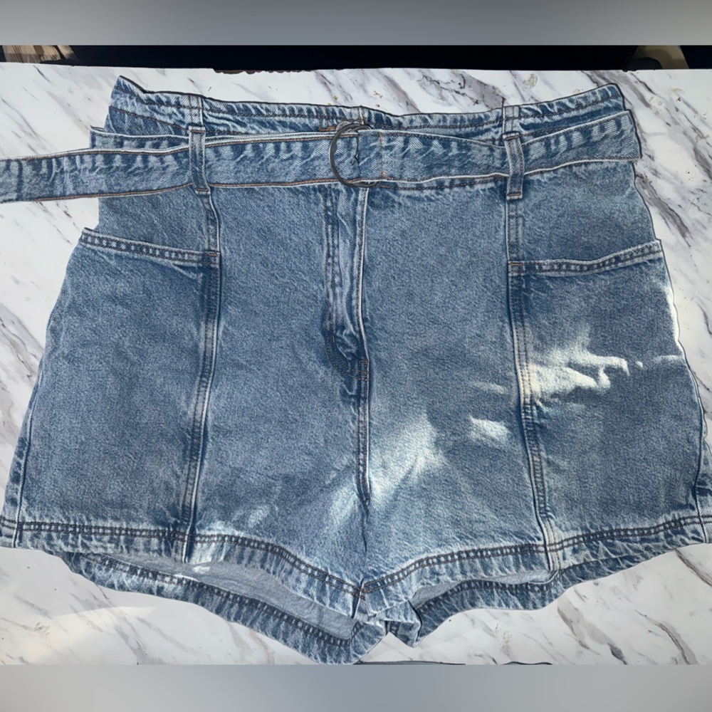 Primark Faded Blue Elastic Waist Denim Skirt